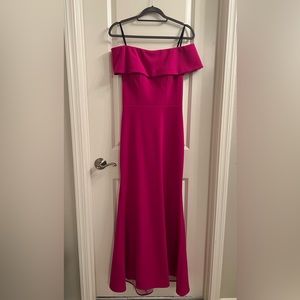 Pink/Fuchsia formal gown.  Size 4 petite.  Beautiful ruching detail on back.